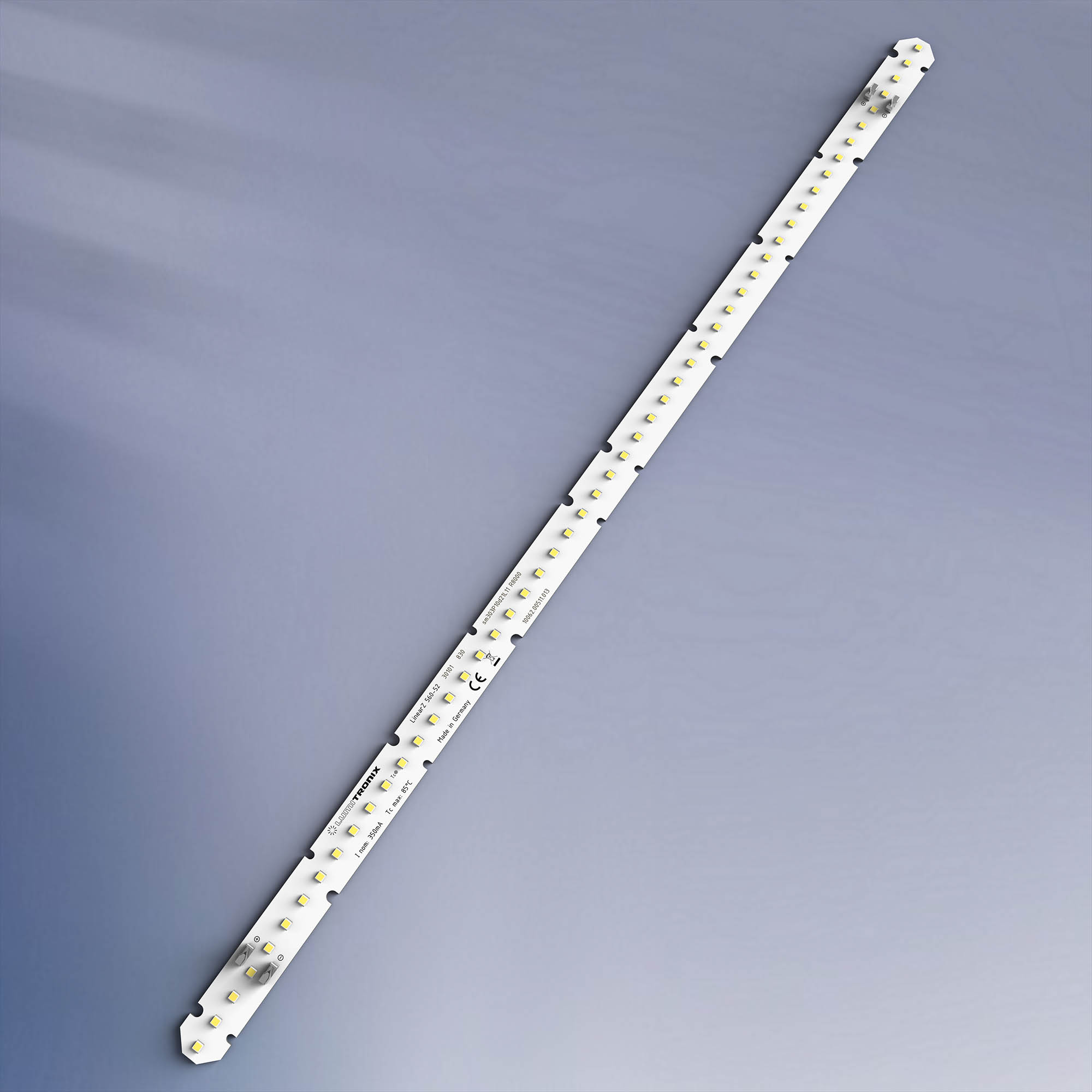 LumiBar-56-4080 Nichia LED Strip Zhaga warm white 3000K 2120lm 350mA 37.5V 52 LEDs 22.05in/56cm module (1154lm & 7.2W/ft)
