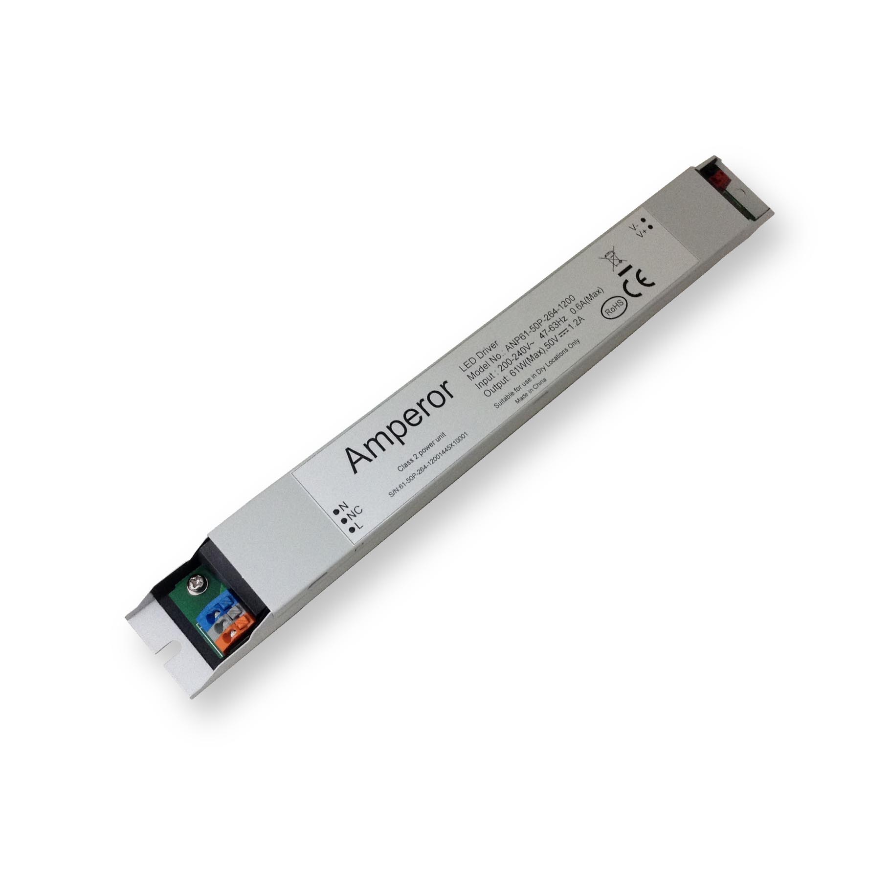 Constant Current LED Driver Amperor ANP61-54P-264-1000-DA IP30 230V to 30 > 54VDC 500 > 1100mA DIM