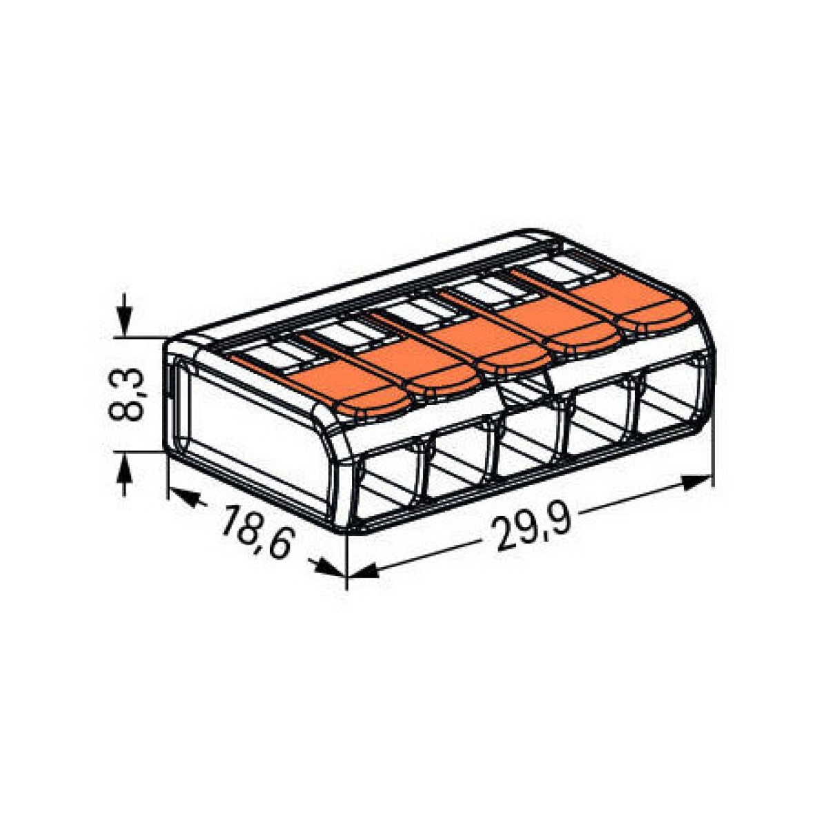 Five wire tool free connector Wago 221-415 COMPACT 5-pin