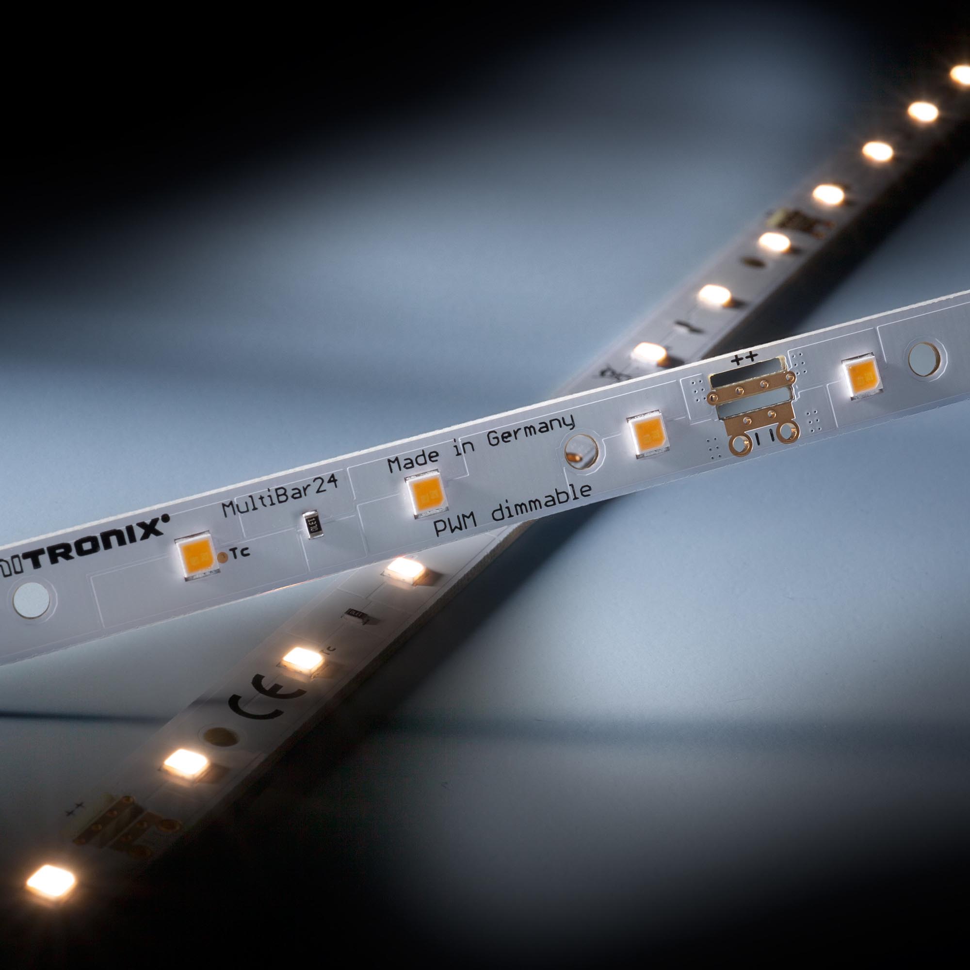 Multibar1090 Nichia LED Strip warm white CRI90 3000K 295lm 24V 24 LEDs 19.68in/50cm bar (204lm & 1.6W/ft)