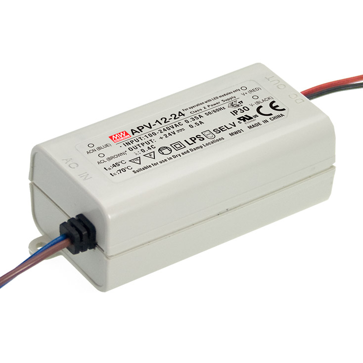 Constant Voltage Power Supply Mean Well APV-12-24 IP20 230V to 24V 5A 12W