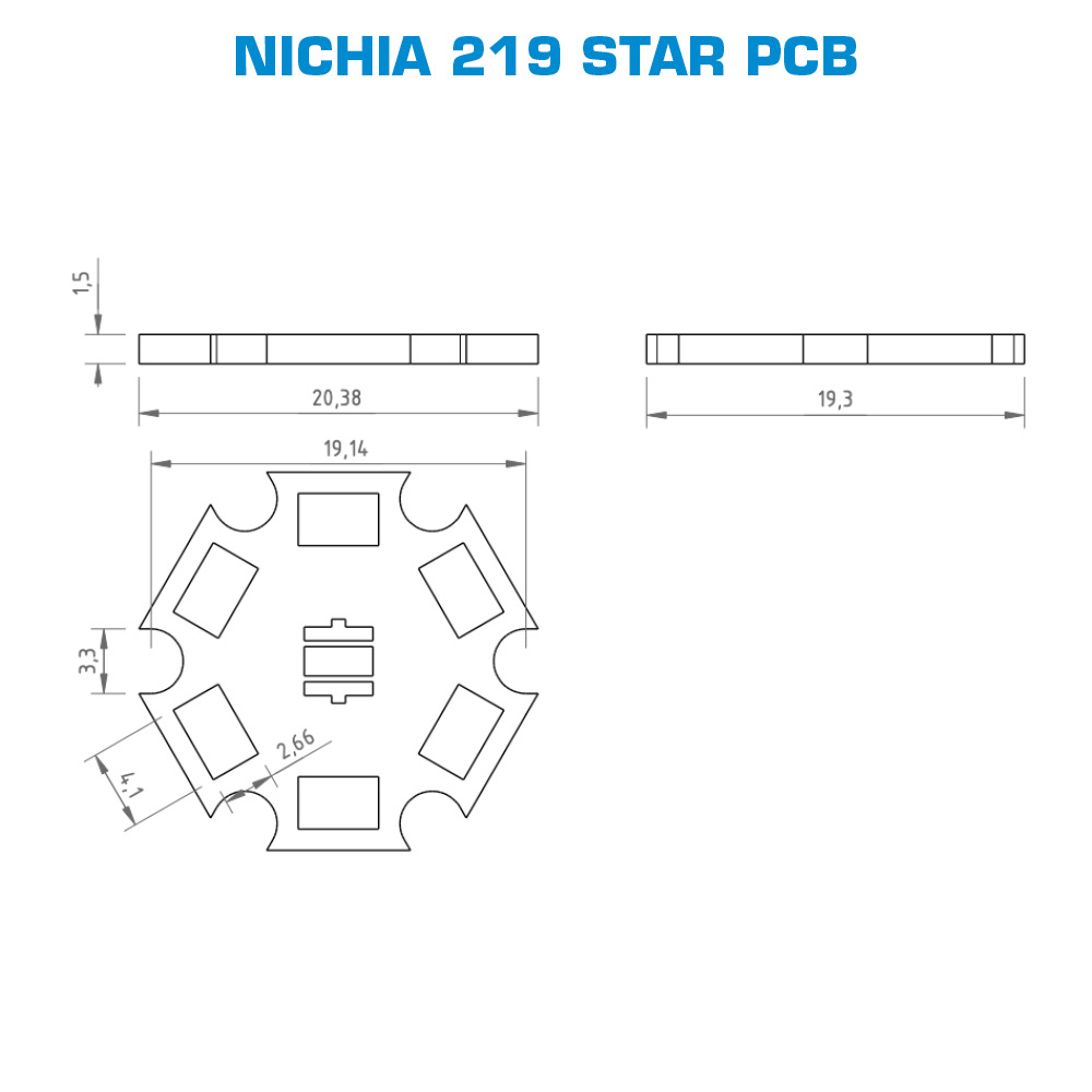 Configurable Star or Square PCB Nichia 219 LED Module White CRI 70-90 1800-6500K High Power 3W NVSW219 LED 1000mA  (up to 1000lm)