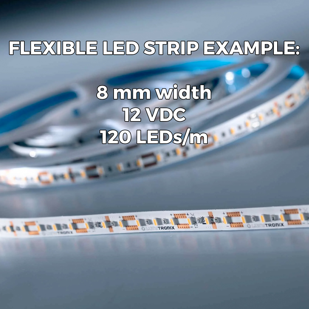 Custom Made Flexible White LED Strips, Made in Germany, Nichia/Cree/Samsung/Seoul LEDs, 12/24/48V, up to 164ft length & 0.2-0.79" width