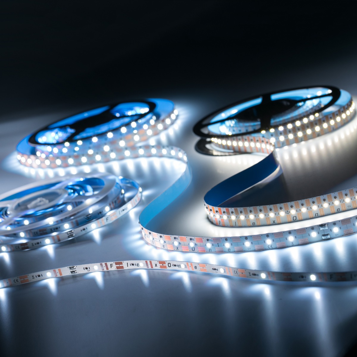 FlexOne4080 Samsung LED Strip cold white 6500K 19000lm 12V 30 LEDs/ft 16ft/5m reel (1160lm & 12.9W/ft)