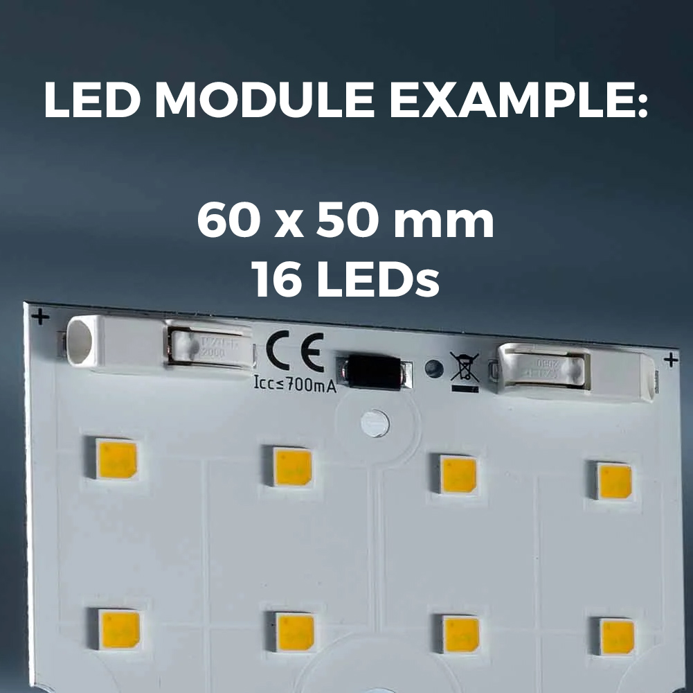 Custom Made Compact Plug & Play Nichia 757 White LED Modules, Made in Germany, 1.18-5.91" length & 0.2-5.91" width