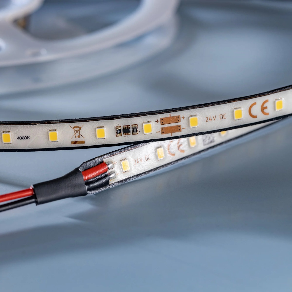 Custom Made Flexible White LED Strips, Made in Germany, Nichia/Cree/Samsung/Seoul LEDs, 12/24/48V, up to 164ft length & 0.2-0.79" width