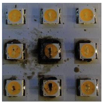 LED burnout damage due to heat